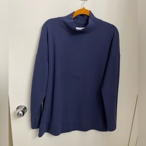 Mock neck waffle pullover